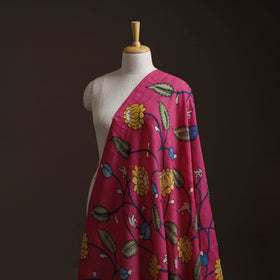 Pink - Handpainted Srikalahasti Silk Cotton Pen Kalamkari Fabric 13
