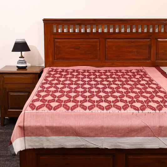 Peach - Cotton Pochampally Ikat Bedsheet 55