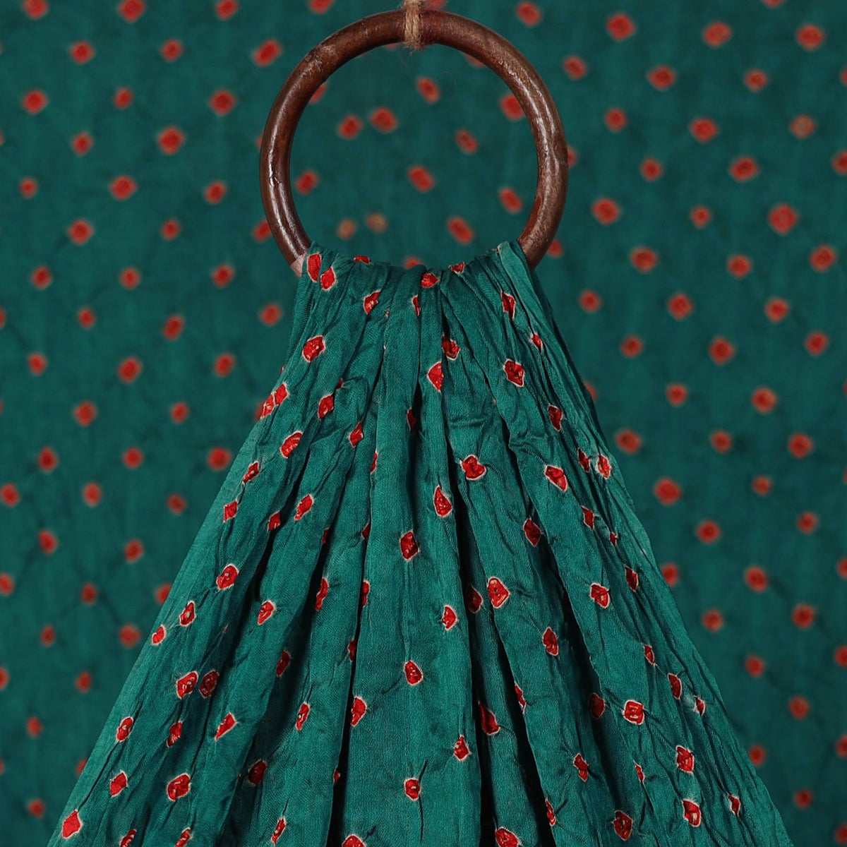 Green - modal silk kutch bandhani tie-dye fabric 04