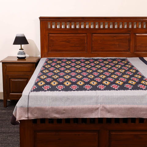 Black - Cotton Pochampally Ikat Bedsheet 56