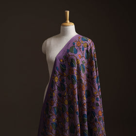 Purple - Handpainted Srikalahasti Silk Cotton Pen Kalamkari Fabric 17