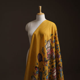 Yellow - Handpainted Srikalahasti Silk Cotton Pen Kalamkari Fabric 19