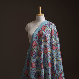 Blue - Handpainted Srikalahasti Silk Cotton Pen Kalamkari Fabric 21