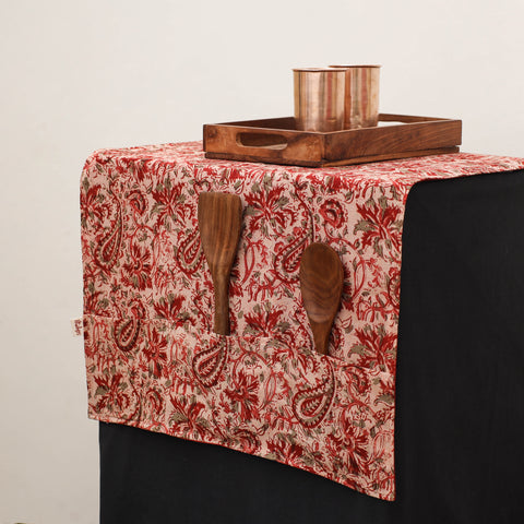 Red - Handmade Fridge Top Cover with Multiple Pockets 08