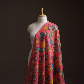 Pink - Handpainted Srikalahasti Silk Cotton Pen Kalamkari Fabric 22