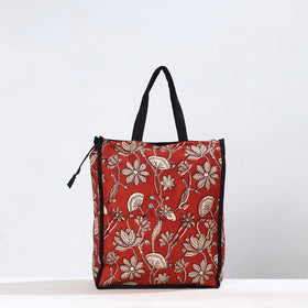 Red Handmade Bagru Block Printed Cotton Shopping Bag 03