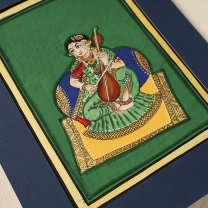 Musician Lady - Traditional Mysore Painting by JS Sridhar Rao (10 x 8 in)