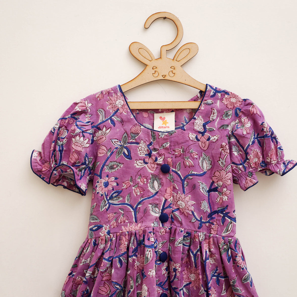 Pure Cotton Girls Frock Dress in Sanganeri Floral Prints (3-4 Years) 02