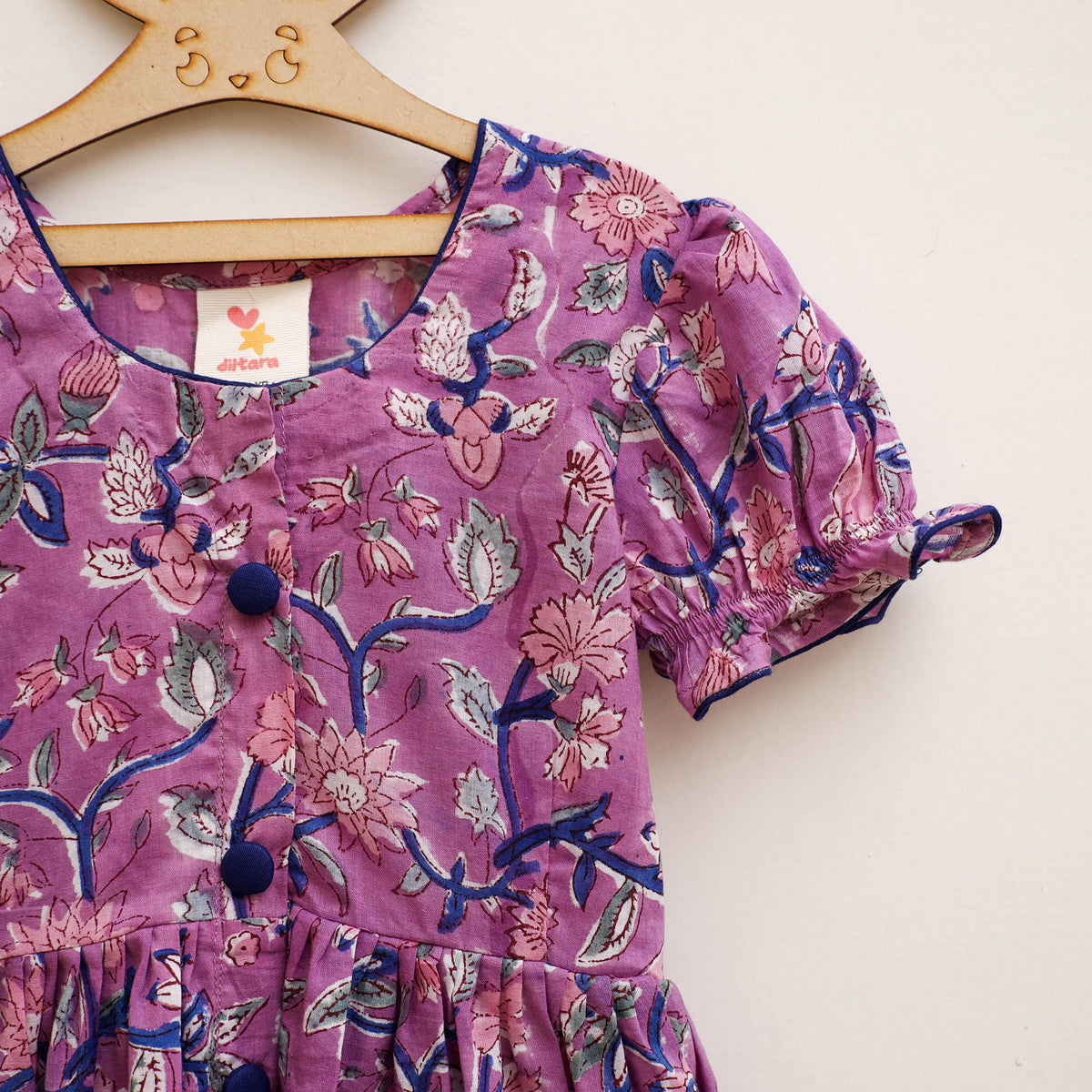 Pure Cotton Girls Frock Dress in Sanganeri Floral Prints (3-4 Years) 02