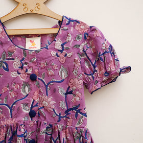 Pure Cotton Girls Frock Dress in Sanganeri Floral Prints (3-4 Years) 02