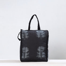 Black Handmade Nui Shibori Tie-Dye Cotton Shopping Bag 09