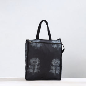 Black Handmade Nui Shibori Tie-Dye Cotton Shopping Bag 09