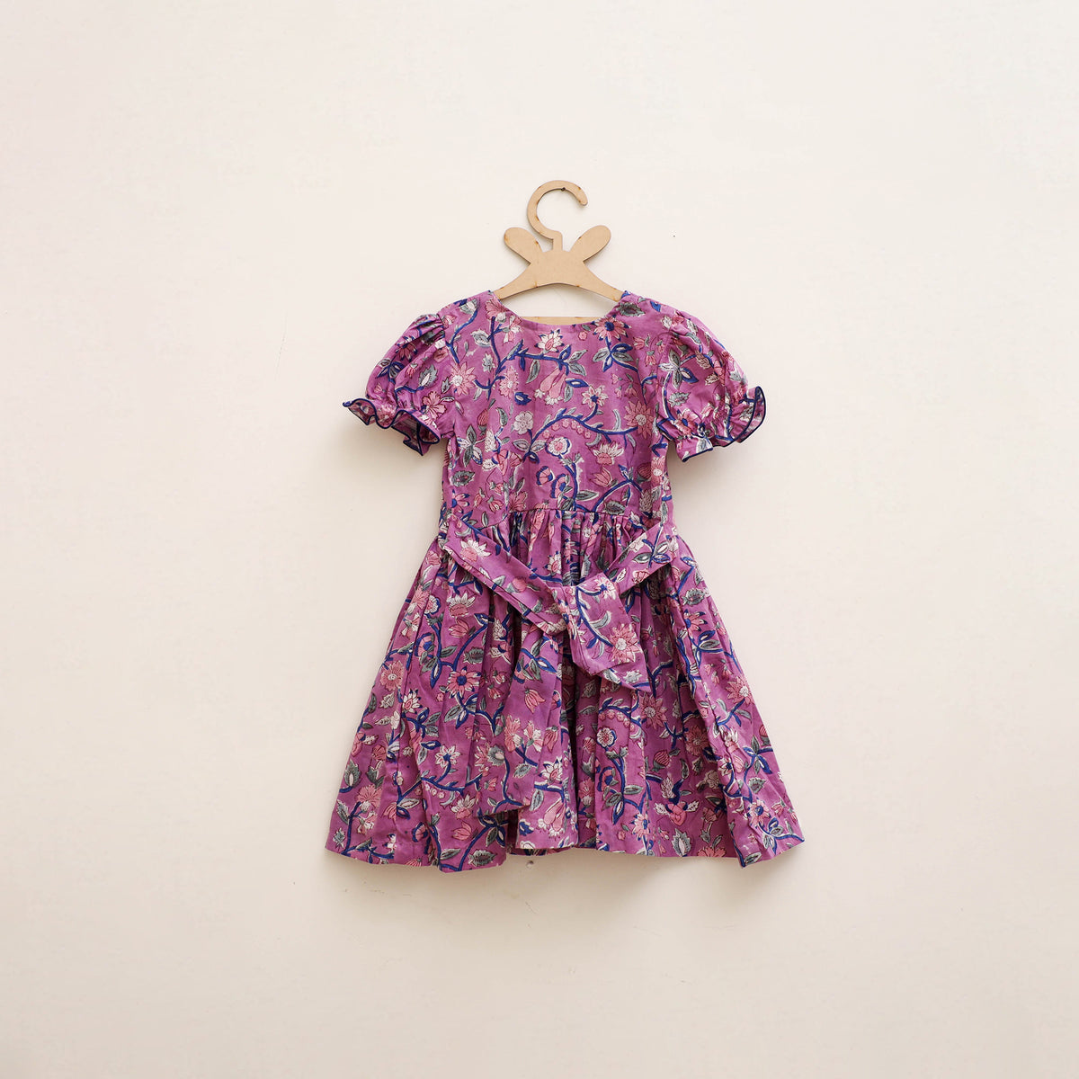 Pure Cotton Girls Frock Dress in Sanganeri Floral Prints (3-4 Years) 02