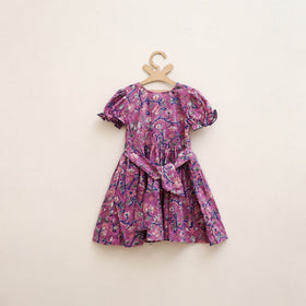 Pure Cotton Girls Frock Dress in Sanganeri Floral Prints (3-4 Years) 02