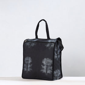 Black Handmade Nui Shibori Tie-Dye Cotton Shopping Bag 09
