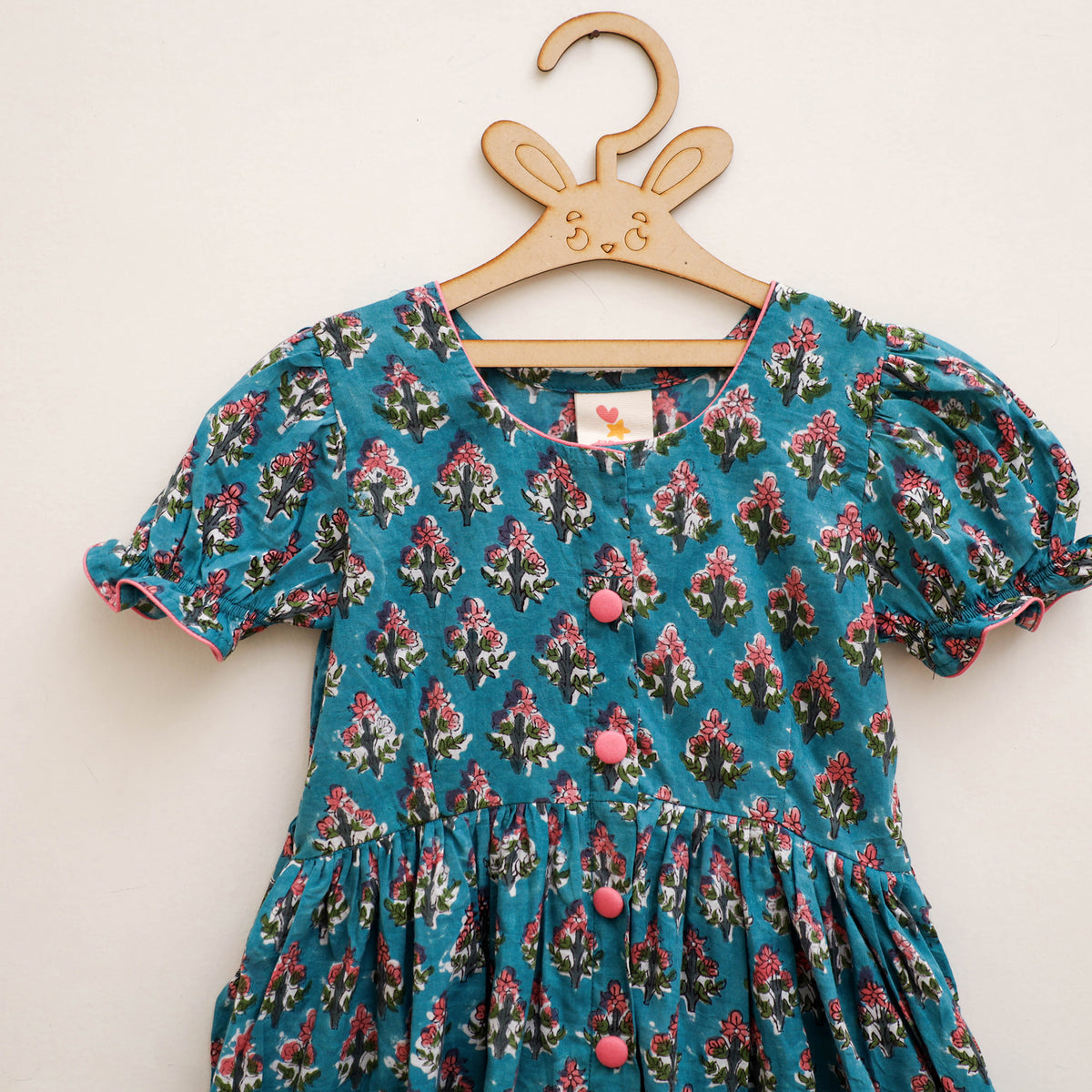 Pure Cotton Girls Frock Dress in Sanganeri Floral Prints (3-4 Years) 03