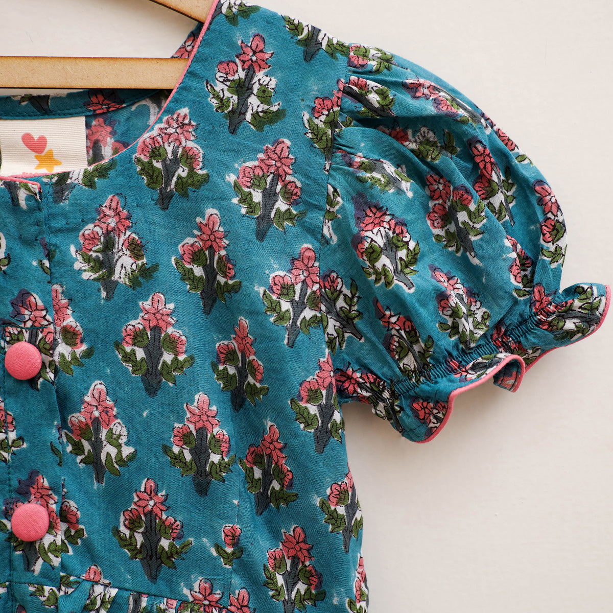 Pure Cotton Girls Frock Dress in Sanganeri Floral Prints (3-4 Years) 03