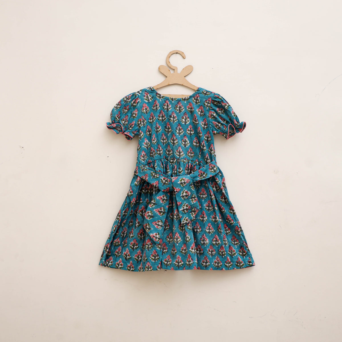 Pure Cotton Girls Frock Dress in Sanganeri Floral Prints (3-4 Years) 03