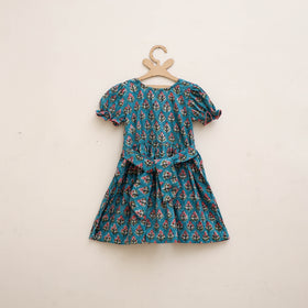 Pure Cotton Girls Frock Dress in Sanganeri Floral Prints (3-4 Years) 03
