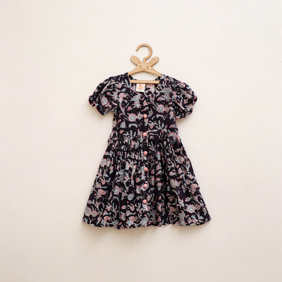 Pure Cotton Girls Frock Dress in Sanganeri Floral Prints (3-4 Years) 04