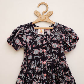 Pure Cotton Girls Frock Dress in Sanganeri Floral Prints (3-4 Years) 04