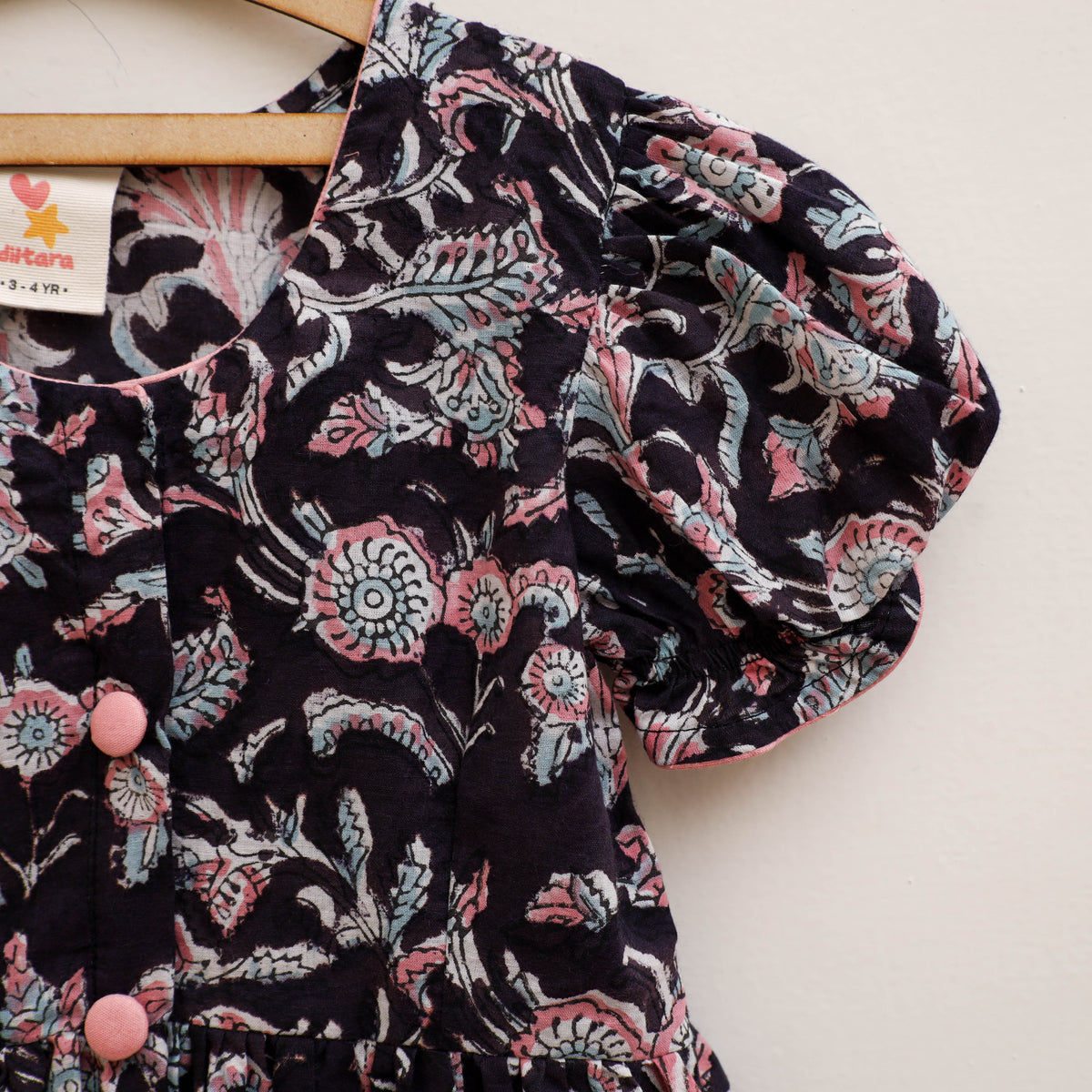 Pure Cotton Girls Frock Dress in Sanganeri Floral Prints (3-4 Years) 04