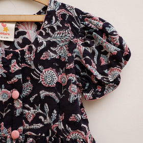 Pure Cotton Girls Frock Dress in Sanganeri Floral Prints (3-4 Years) 04