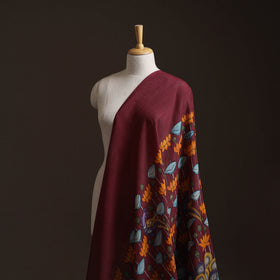 Maroon - Handpainted Srikalahasti Silk Cotton Pen Kalamkari Fabric 29