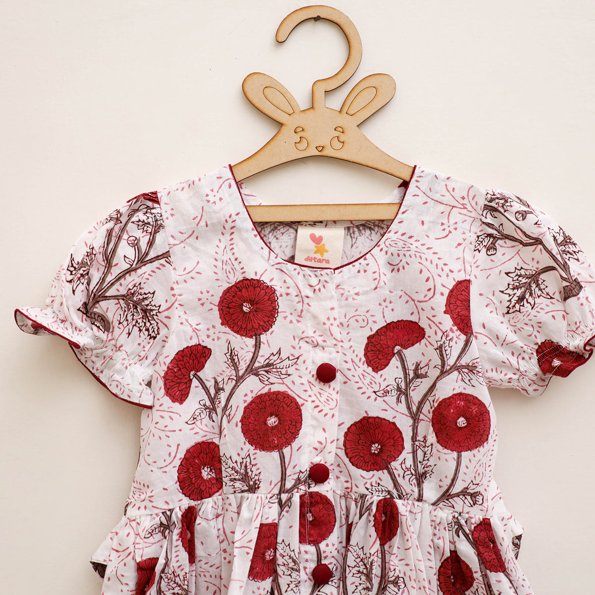 Pure Cotton Girls Frock Dress in Sanganeri Floral Prints (3-4 Years) 05