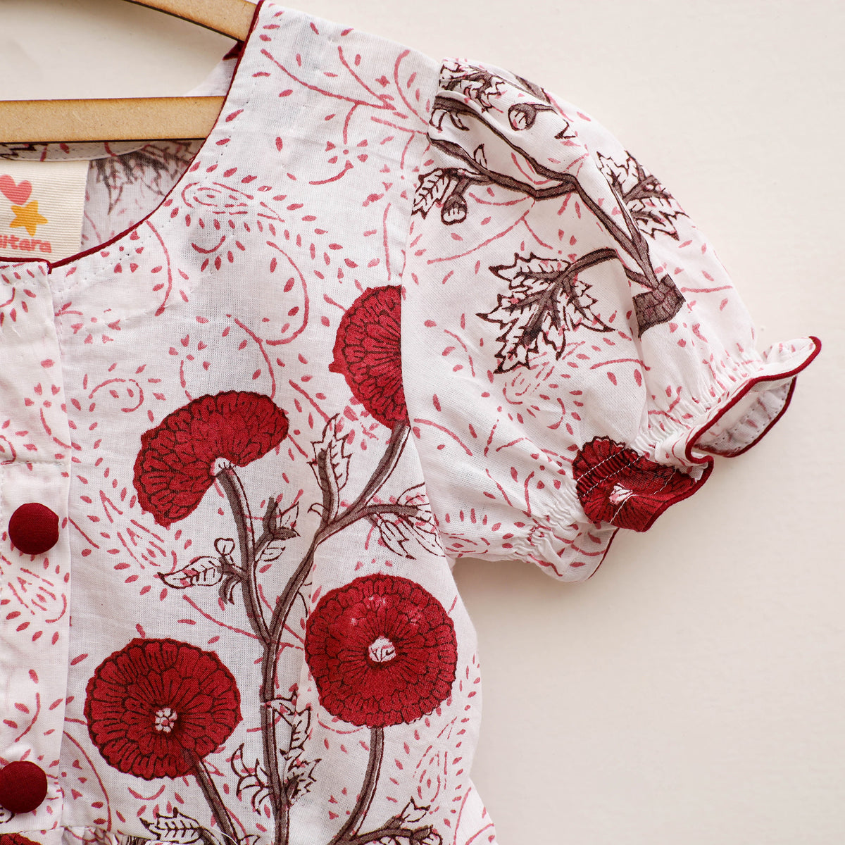 Pure Cotton Girls Frock Dress in Sanganeri Floral Prints (3-4 Years) 05