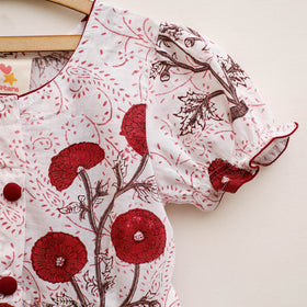 Pure Cotton Girls Frock Dress in Sanganeri Floral Prints (3-4 Years) 05