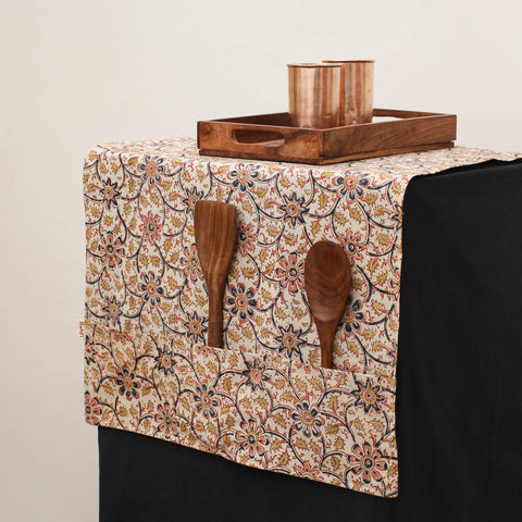 Beige - Handmade Fridge Top Cover with Multiple Pockets 16
