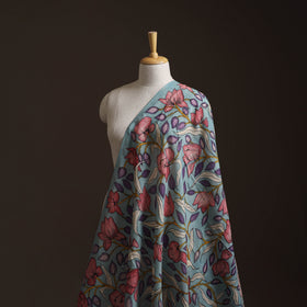 Blue - Handpainted Srikalahasti Silk Cotton Pen Kalamkari Fabric 31