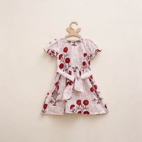 Pure Cotton Girls Frock Dress in Sanganeri Floral Prints (3-4 Years) 05