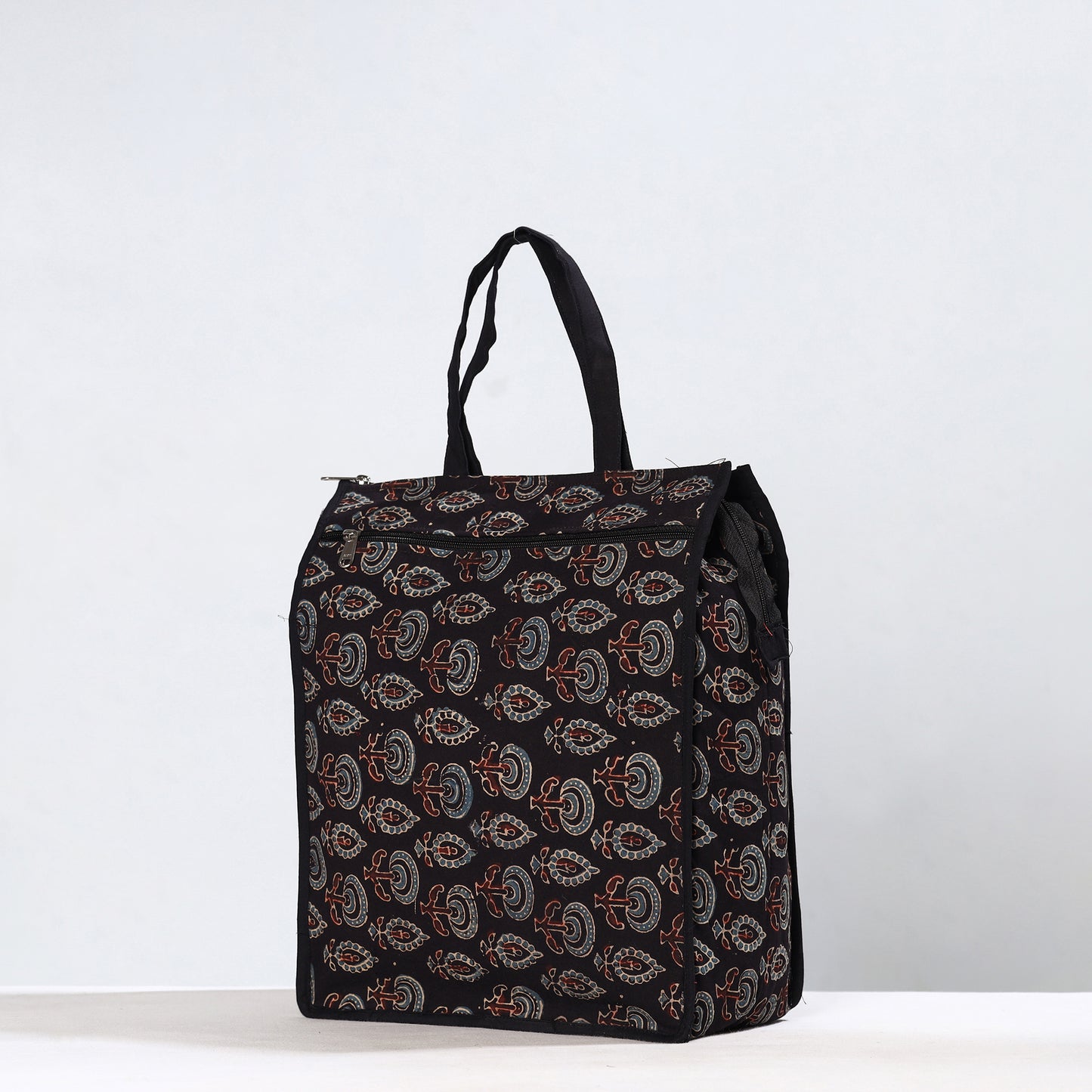 Handmade Ajrakh Block Printed Cotton Shopping Bag 12