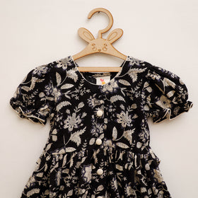 Pure Cotton Girls Frock Dress in Sanganeri Floral Prints (3-4 Years) 06
