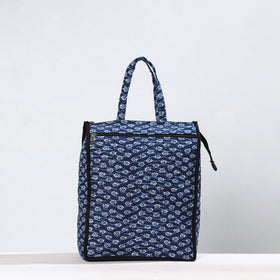 Blue Handmade Indigo Block Printed Cotton Shopping Bag 13