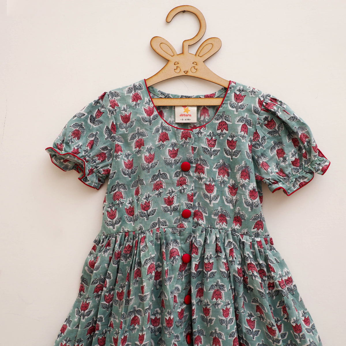 Pure Cotton Girls Frock Dress in Sanganeri Floral Prints (3-4 Years) 07