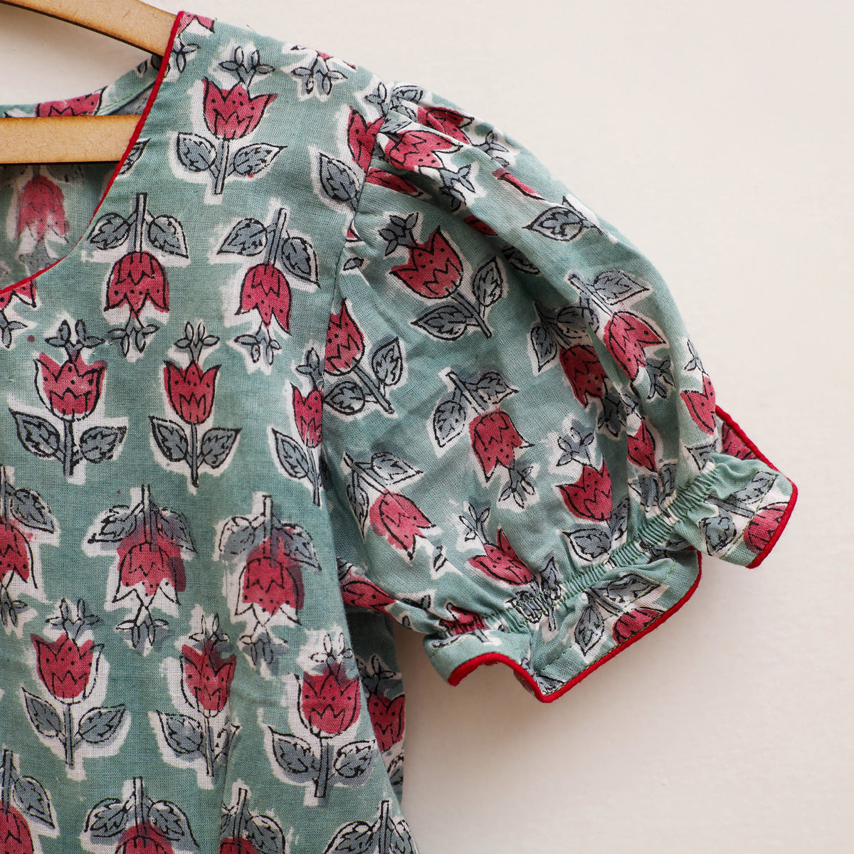 Pure Cotton Girls Frock Dress in Sanganeri Floral Prints (3-4 Years) 07