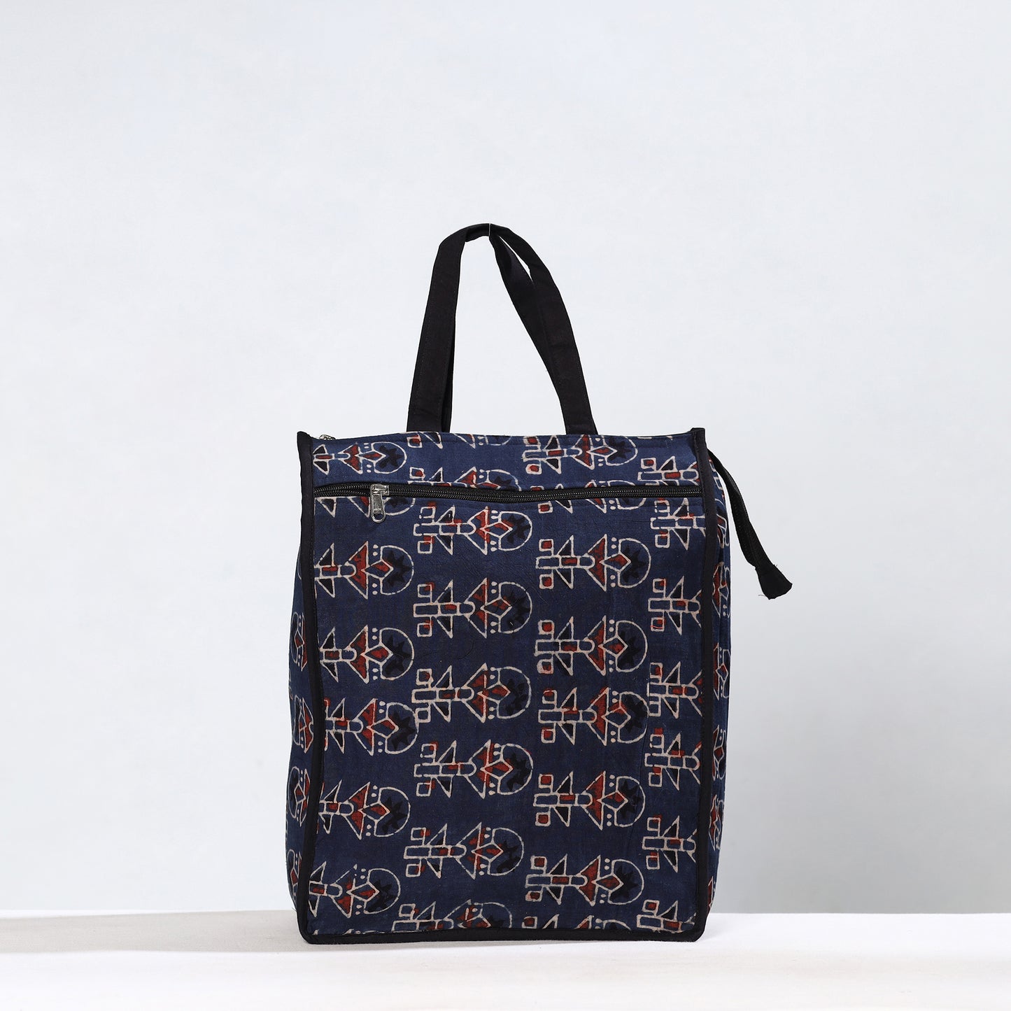 Handmade Ajrakh Block Printed Cotton Shopping Bag 14