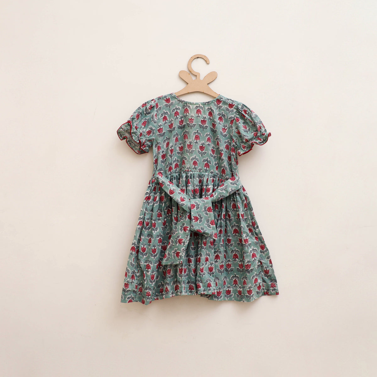 Pure Cotton Girls Frock Dress in Sanganeri Floral Prints (3-4 Years) 07
