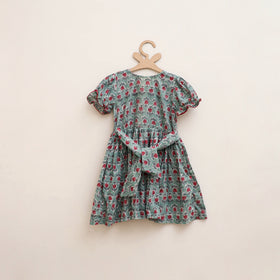 Pure Cotton Girls Frock Dress in Sanganeri Floral Prints (3-4 Years) 07