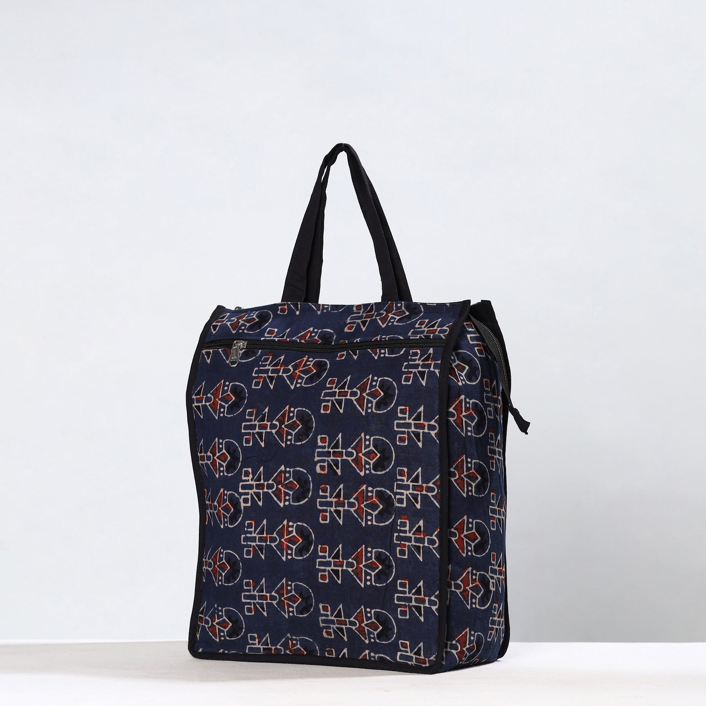 Handmade Ajrakh Block Printed Cotton Shopping Bag 14