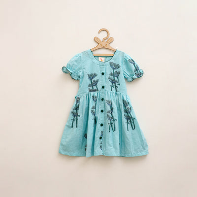 Pure Cotton Girls Frock Dress in Sanganeri Floral Prints (3-4 Years) 08
