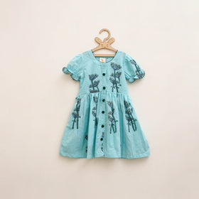Pure Cotton Girls Frock Dress in Sanganeri Floral Prints (3-4 Years) 08