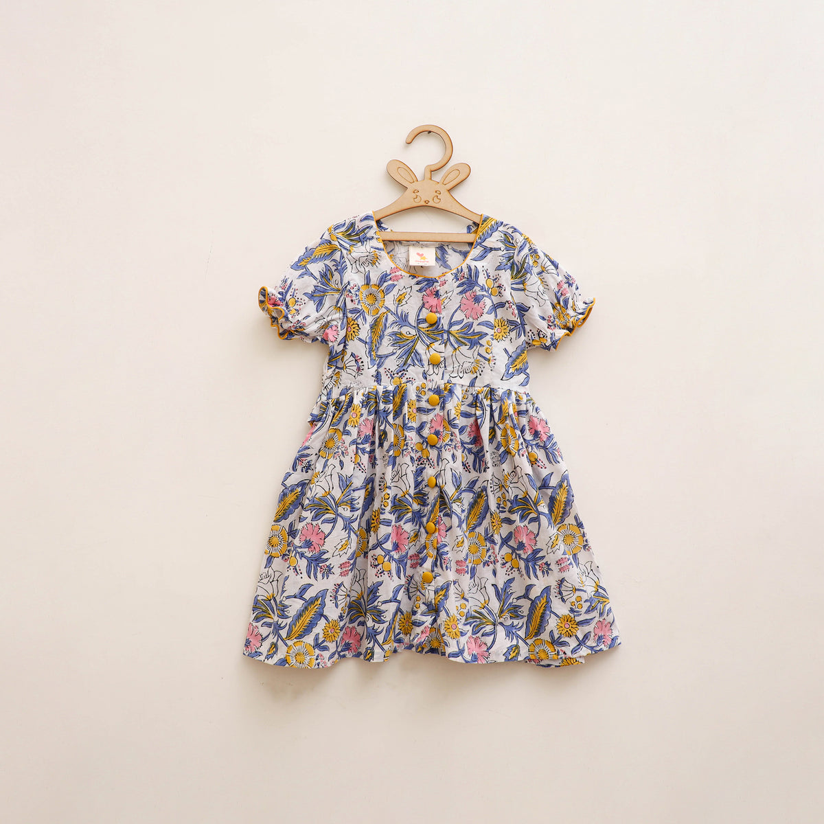 Pure Cotton Girls Frock Dress in Sanganeri Floral Prints (3-4 Years) 09