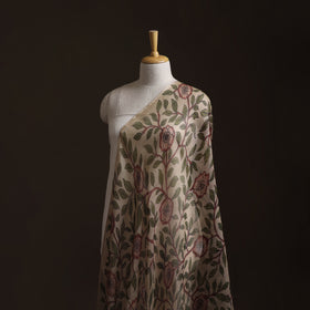 Srikalahasti Pen Work Handpainted Kalamkari Handloom Kota Doria Silk Fabric 04