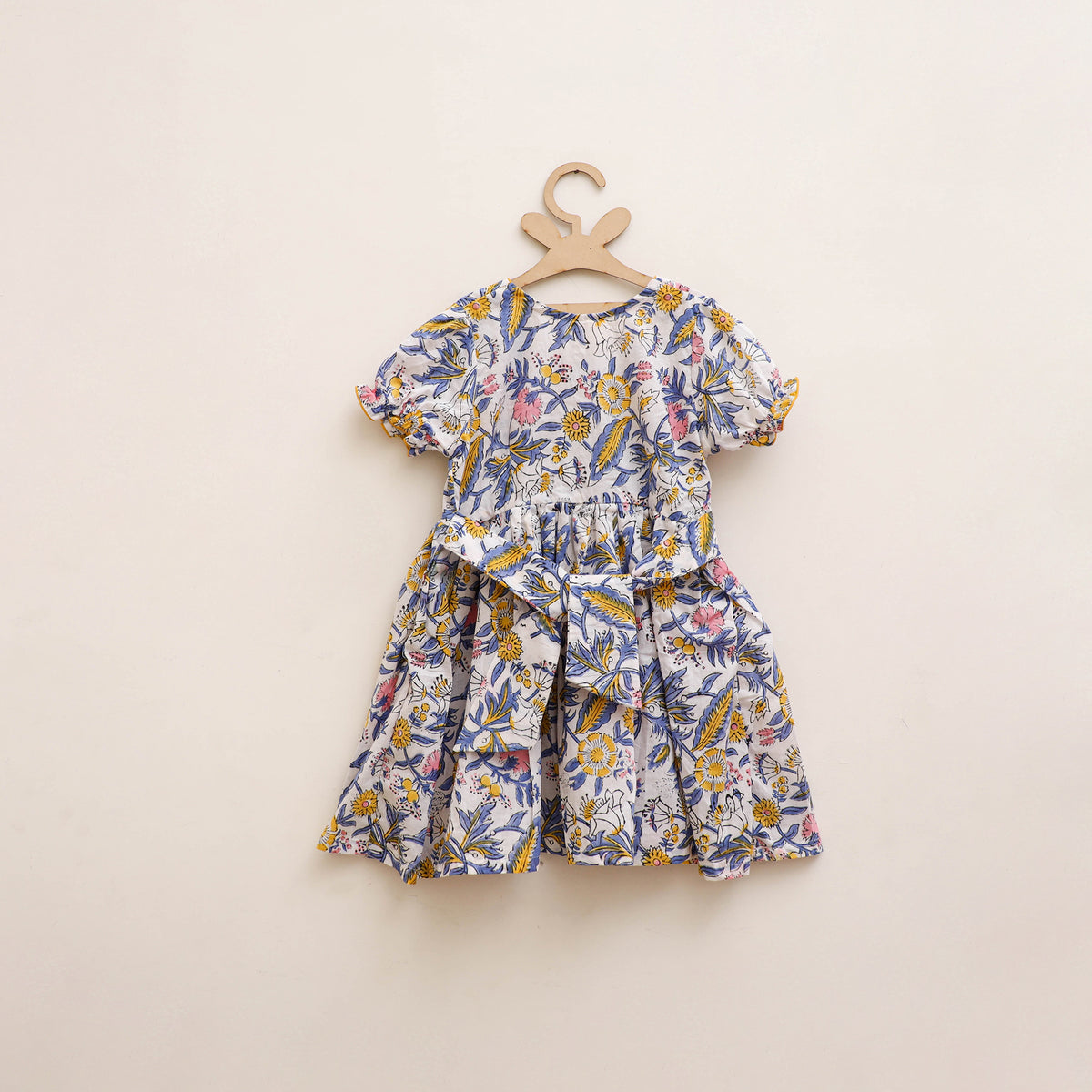Pure Cotton Girls Frock Dress in Sanganeri Floral Prints (3-4 Years) 09