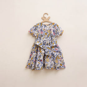 Pure Cotton Girls Frock Dress in Sanganeri Floral Prints (3-4 Years) 09