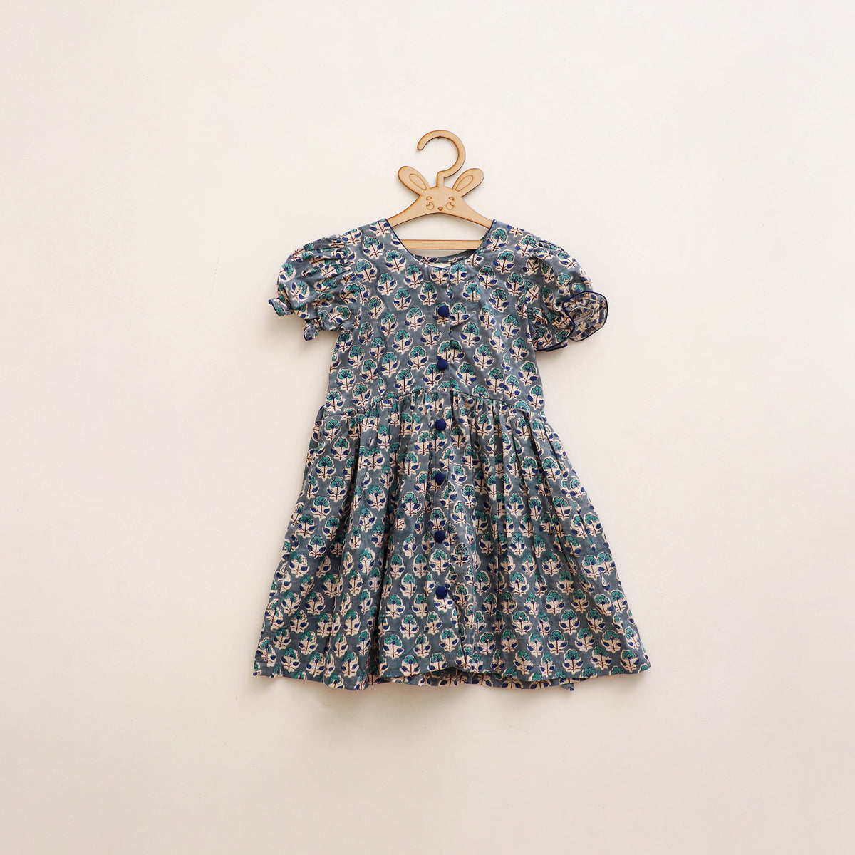 Pure Cotton Girls Frock Dress in Sanganeri Floral Prints (3-4 Years) 10